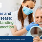 Periodontist discussing diabetes and gum disease with a patient during a dental consultation