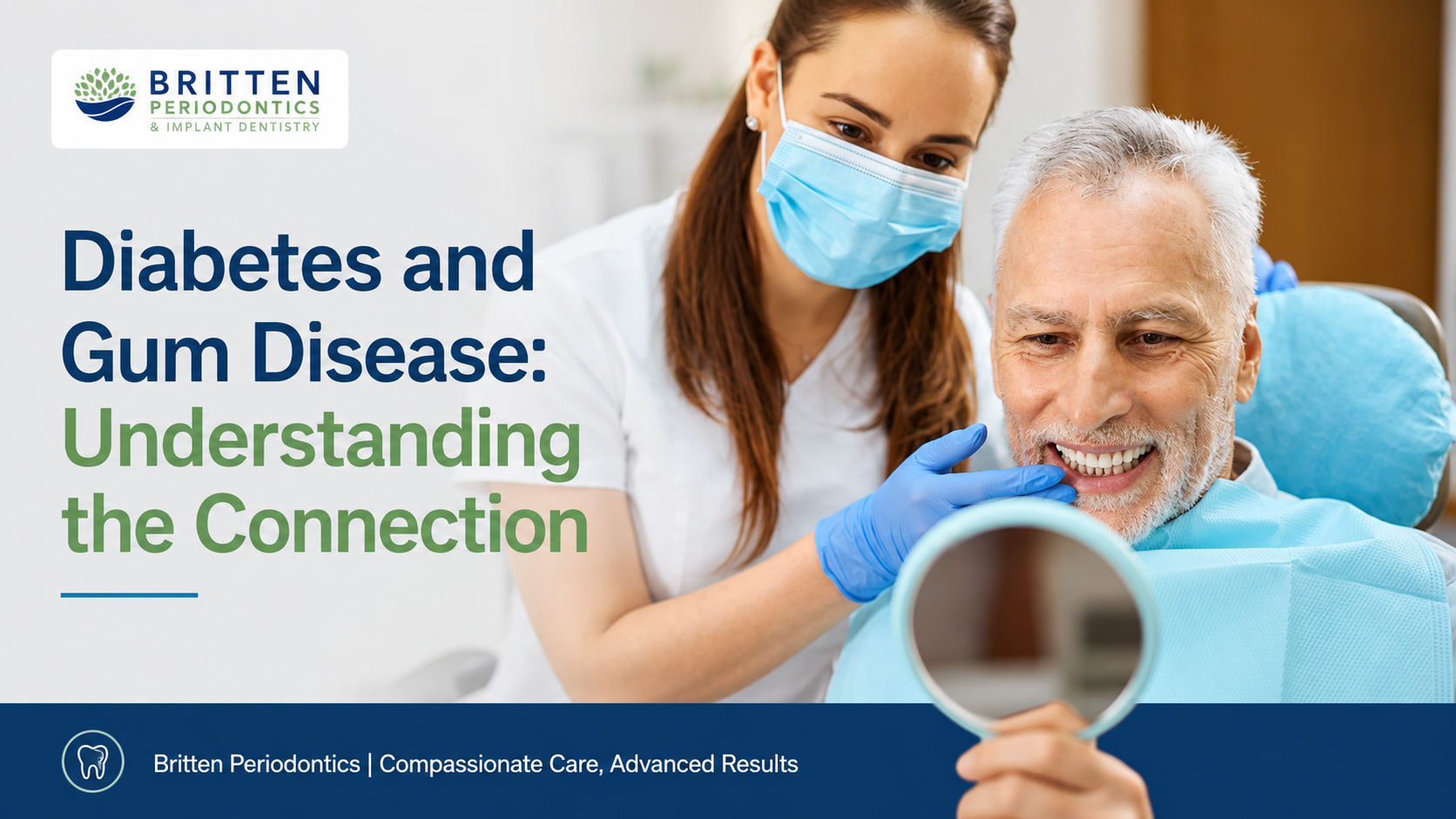Periodontist discussing diabetes and gum disease with a patient during a dental consultation