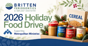 Britten Periodontics 2026 Holiday Food Drive benefiting Metropolitan Ministries in Clearwater Florida